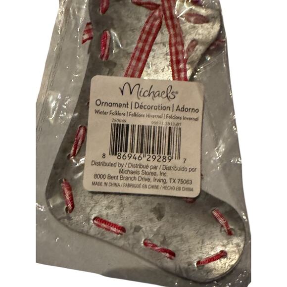 Michaels Winter Folklore Ornaments Set of 5 Metal Heart Mitten Stocking Xmas - Picture 4 of 8